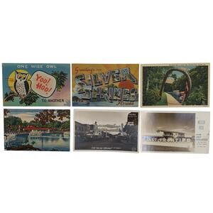 Postcards 1940's Set of 6 Silver Springs Florida Las Vegas Nevada Vintage UNUSED